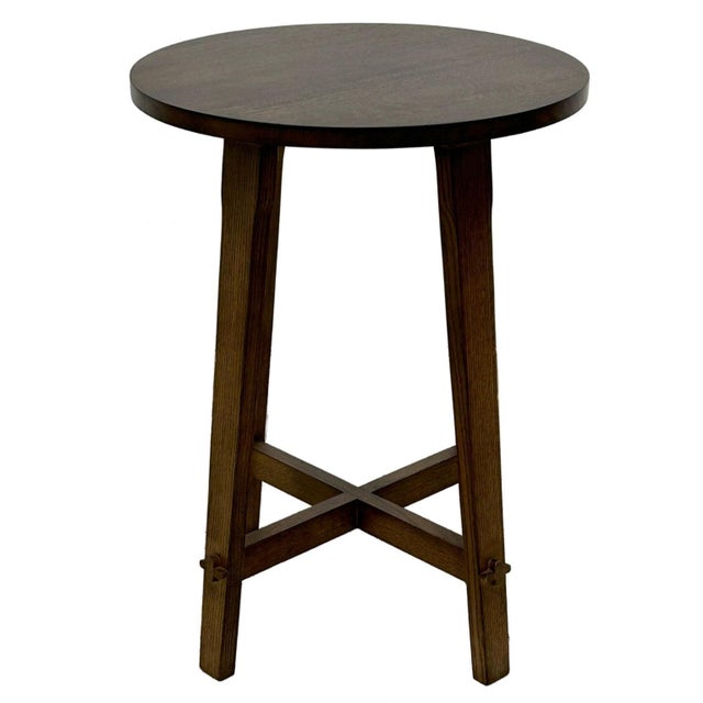 Wood Arts and Crafts / Mission Style Oak Round End Table For Sale - Image 7 of 10