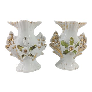 Miniature Old Paris Vases - a Pair For Sale