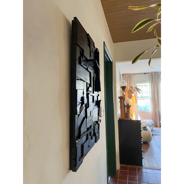 Black Brutalist Collage Wall Sculpture in the Style of Louise Nevelson For Sale - Image 8 of 12