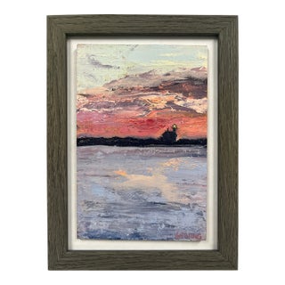 North Light, Pink Sunset, Original Painting by Julia Lawing For Sale