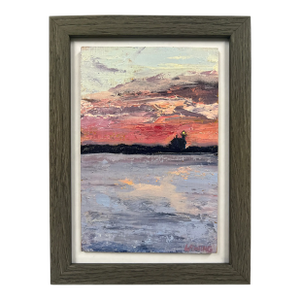 North Light, Pink Sunset, Original Painting by Julia Lawing