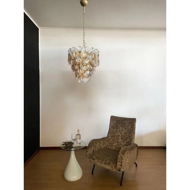 Italian Amber Murano Crostoli Glass Chandelier from Mazzega, 1990s For Sale - Image 9 of 18