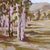 This artwork depicts a serene landscape featuring tall, slender trees set against a backdrop of rolling hills. The use of...