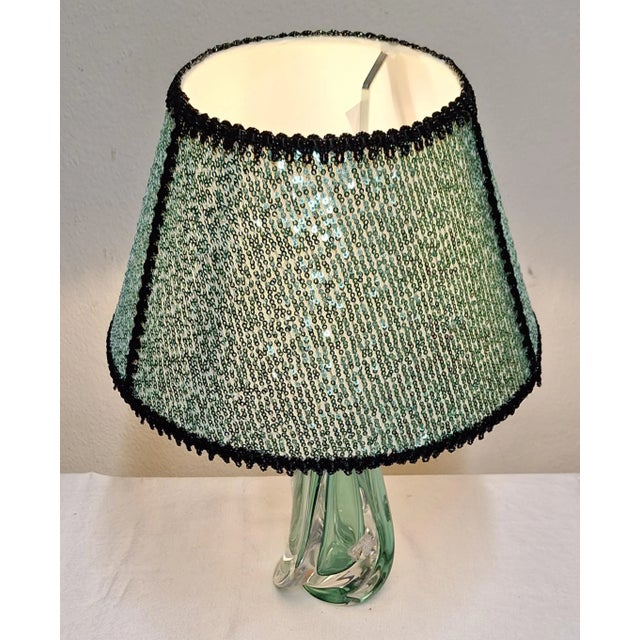 Vintage Belgian Table Lamp with Crystal Glass Base by Val St. Lambert, 1970s For Sale - Image 3 of 10