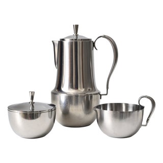 Danish Stainless Steel Coffee Set, 1950s, Set of 3 For Sale