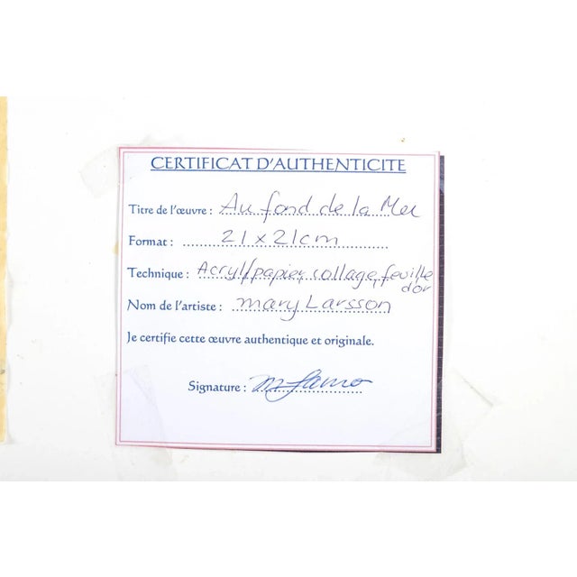 Mary Larsson "Au Fond De La Mer" Mixed Media Collage, Framed For Sale In Los Angeles - Image 6 of 6