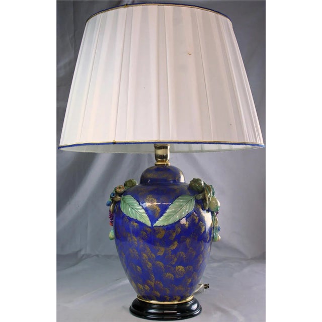 Italian Italian Hand-Painted Majolica Table Lamp For Sale - Image 3 of 13