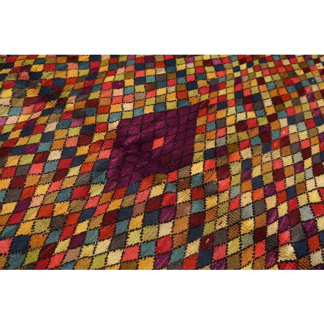1930s Multicolor Diamond Antique Jerusalem Rug 4'11" X 7' Handknotted Wool Carpet For Sale - Image 4 of 6