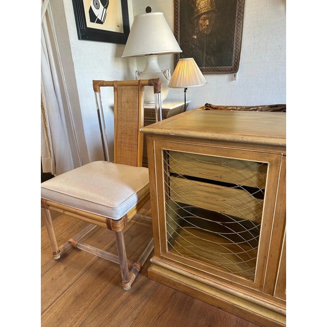 Mid-Century Modern Set of 3 Bamboo and Lucite Mid-Century Modern Dining Chairs For Sale - Image 3 of 11