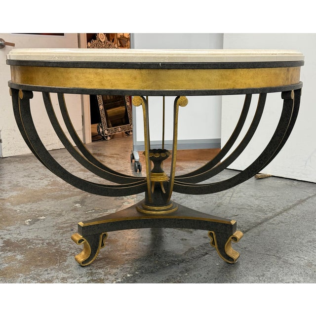 Neoclassical Thomas Pheasant for Niermann Weeks Neoclassical Marble Top Center Table. 48.5 Inches For Sale - Image 3 of 12