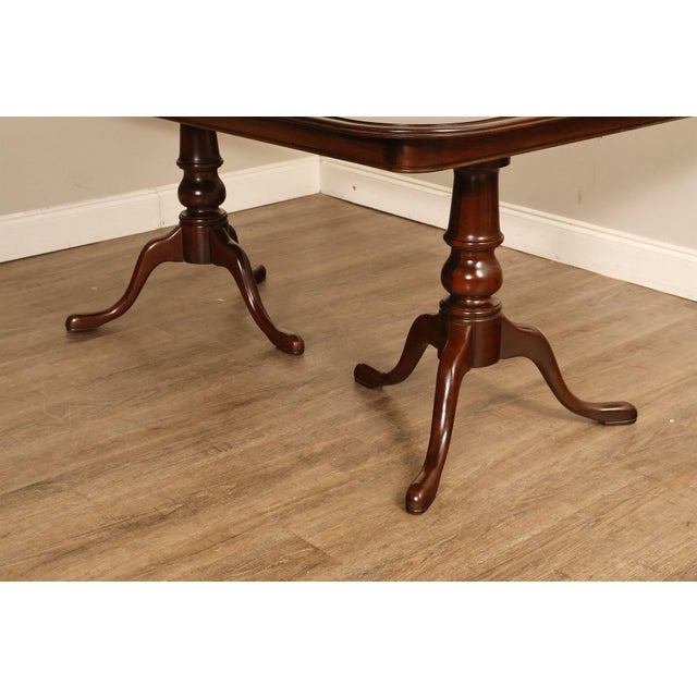Ethan Allen Georgian Court Queen Anne Style Double Pedestal Cherry Dining Table For Sale - Image 9 of 18