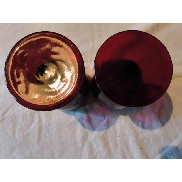1940s Vintage Mid-Century Modern Royal Ruby Red Goblets - Set of 12 For Sale - Image 5 of 10