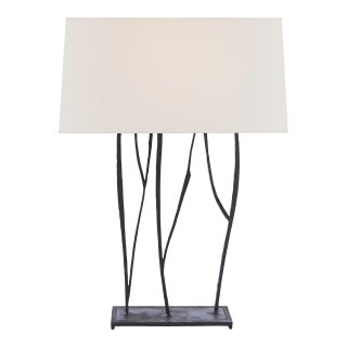 Ian K. Fowler by Visual Comfort Signature Aspen Console Lamp in Black Rust with Linen Shade For Sale