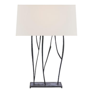 Ian K. Fowler by Visual Comfort Signature Aspen Console Lamp in Black Rust with Linen Shade