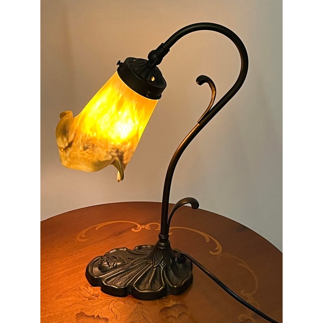 Brass & Pate de Verre Table Lamp, France For Sale - Image 10 of 11