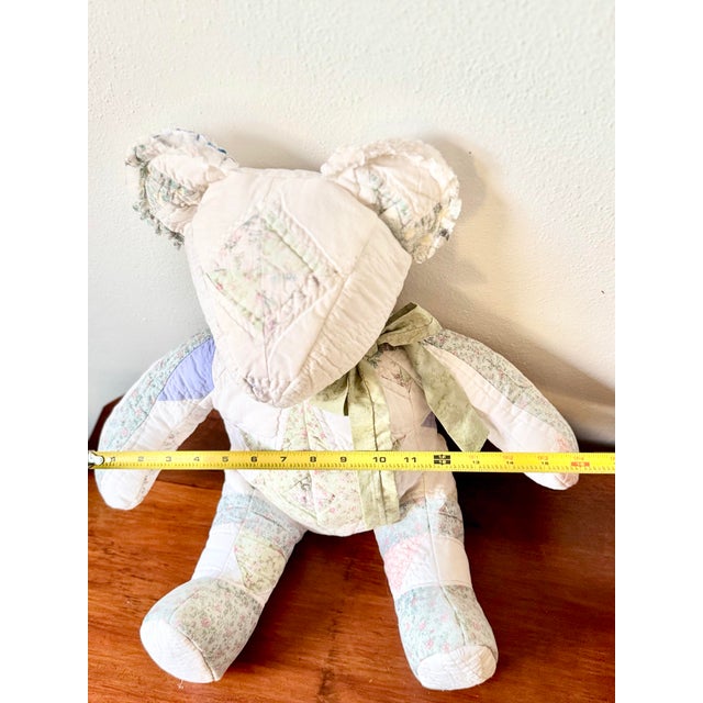 Vintage Handmade Patchwork Teddy Bear, Quilt Fabric Stuffed Animal, Folk Art Plush For Sale - Image 12 of 12