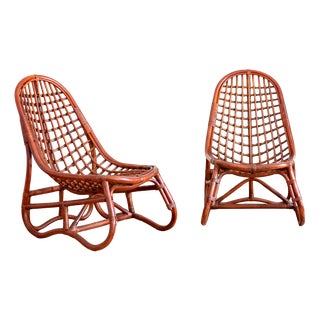 Vintage Bamboo Armchairs, 1980s, Set of 2 For Sale