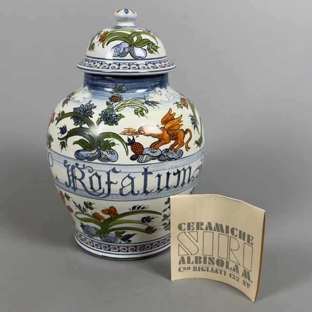 Vintage Majolica Pharmacy Potiche Vase, 1985 For Sale - Image 13 of 13