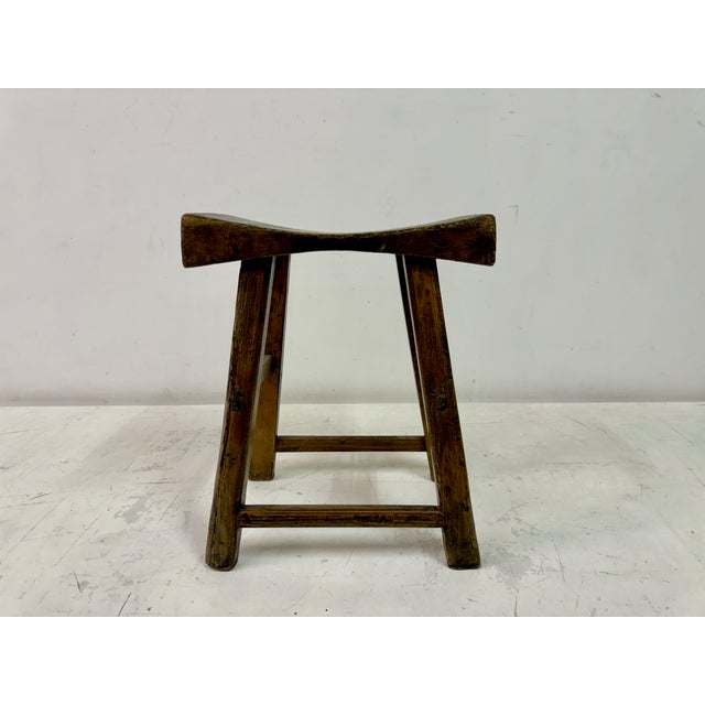 Antique Rustic Elm Stool For Sale - Image 13 of 14