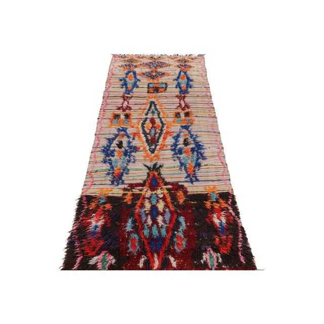 1950s Vintage Moroccan Runner With Colorful Patterns and Stripes, From Rug & Kilim For Sale - Image 5 of 7
