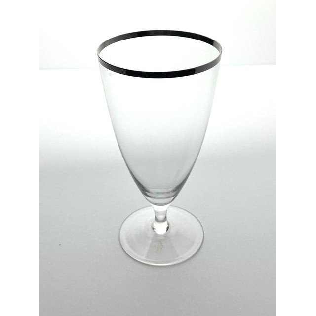 1960s 1960s Mid-Century Vintage Minimalist 8 Silver Rim Iced Tea Glasses For Sale - Image 5 of 6