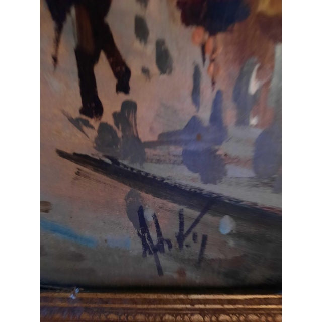 Textile Mid 20th Century Original Antonio DeVity Framed Paris Street Scene Oil Paintings With Handwritten Artist Inscriptions - Pair For Sale - Image 7 of 12