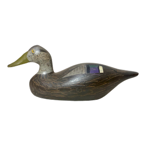 Vintage 1983 Hand Carved Wood Clarence Bauer Miniature Duck Decoy Sculpture