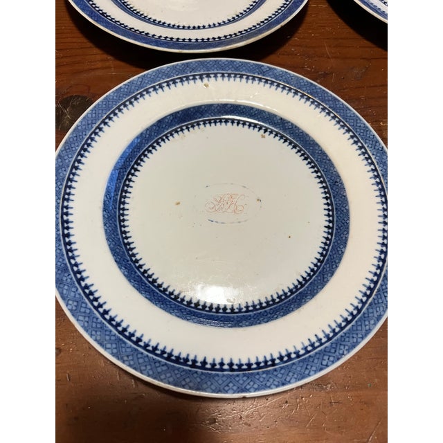 Set of 6 Nanking Chinese Export Porcelain Monogrammed Plates, Circa 1790’s For Sale - Image 11 of 12