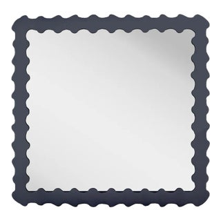 Fleur Home Audubon Bamboo Square Mirror in Hale Navy, 48x48 For Sale