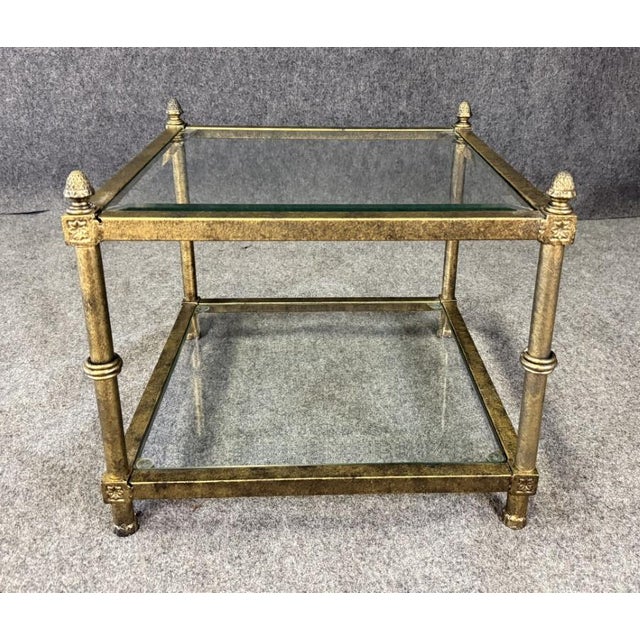 Late 20th Century Late 20th Century Petite Metal and Glass Side Table With Paw Feet For Sale - Image 5 of 8