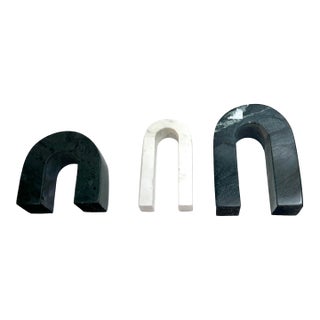 3 Pieces Set of Marble Bookends Decor For Sale