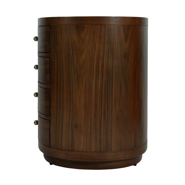 Brown Nora 28 in. W Oval Wood 4 Drawer Nightstand, Natural Walnut For Sale - Image 8 of 11