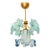 Vintage Custom Hand-Painted Italian Murano Style Light Blue Floral Pendant - Restored For Sale