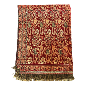 Vintage Paisley Throw With Fringes From Egypt