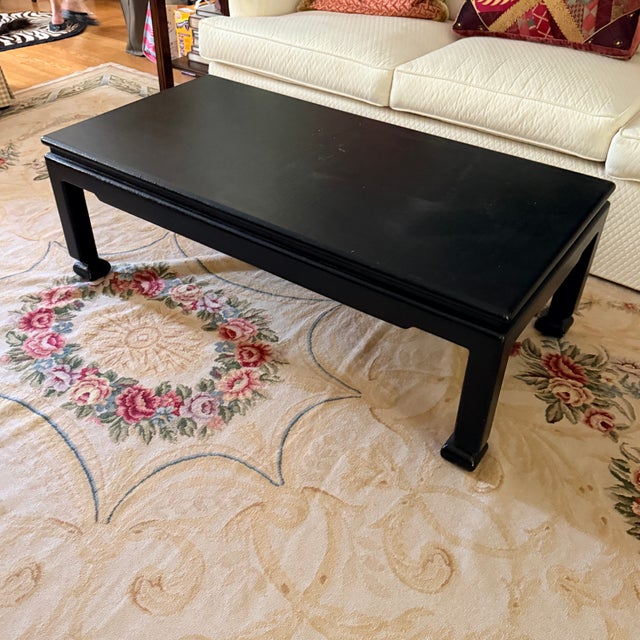Black Glazed Grasscloth Ming Coffee Table For Sale - Image 12 of 12