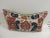 Antique One-of-the-Kind Suzani Patchwork Decorative Lumbar Pillow. Hand-stitched textile fragments. Green linen backing....