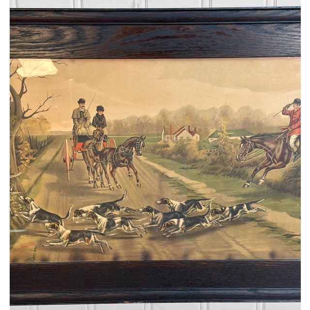 Antique English Foxhunt Equestrian Framed Lithograph by F. Cecil Boult For Sale - Image 6 of 11
