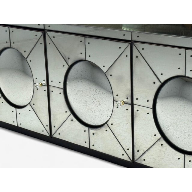 Art Deco Style, Painted Wood, Antique Glass, Mirrored Sideboard or Credenza For Sale - Image 4 of 13