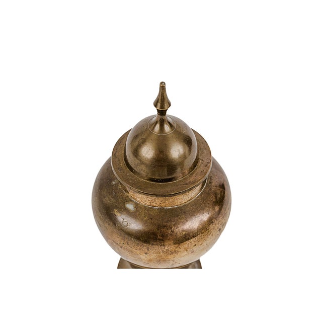 9.5" Brass Ginger Jar Mid-Century Modern Hollywood Regency For Sale - Image 4 of 5