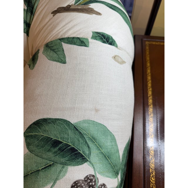 Late 20th Century Vintage Lee Jofa "Loretta" Style Tropical Monkey & Botanical Pleated Skirt Sofa For Sale - Image 5 of 8