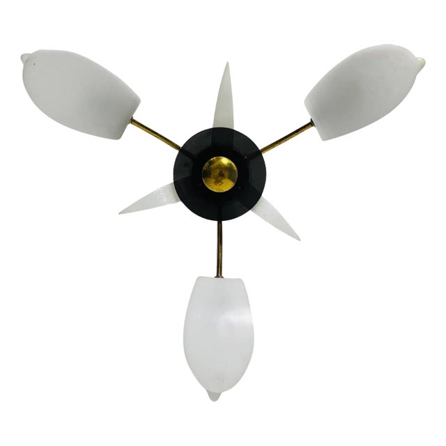 Italian Midcentury Brass 3-Arm Sputnik Chandelier, 1950s For Sale