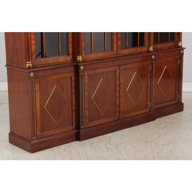 Kindel Neoclassical Mahogany Breakfront Bookcase For Sale - Image 12 of 18