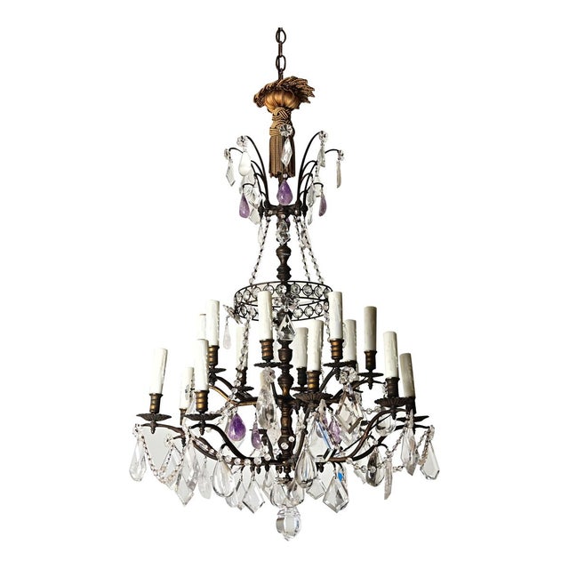 Amethyst 19th Century French Rock Crystal and Amethyst Chandelier For Sale - Image 8 of 16