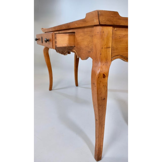 1990s Vintage French Country Pine Writing Desk With Glass Top, 1990s, Usa For Sale - Image 5 of 14