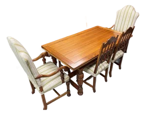 Antique Hand Carved Extending Dining Table, Berkey & Gay, Jacobean Revival, Walnut Wood, Glass Top