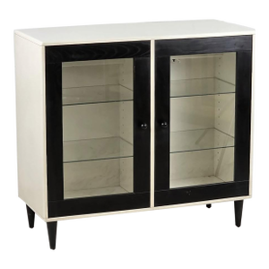 Danish Modern Monochromatic Illuminated Glass Front Cabinet