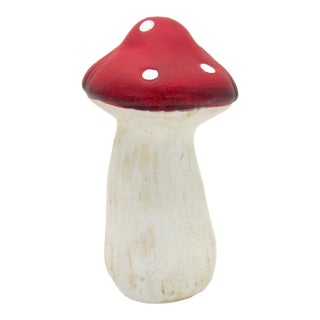 Hand Painted Ceramic Mushroom Red Cap With White Polka Dots For Sale