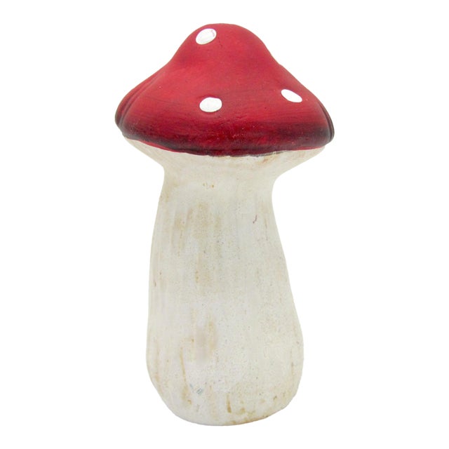 Hand Painted Ceramic Mushroom Red Cap With White Polka Dots For Sale