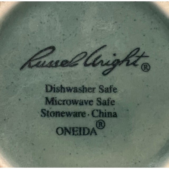 Mid-Century Modern Russel Wright for Oneida Stackable Creamer Sugar Set Seafoam Green For Sale - Image 3 of 3