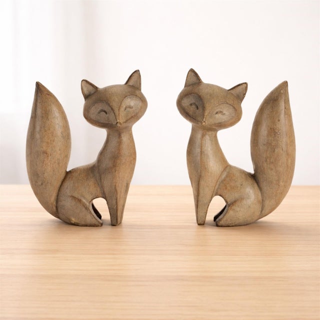 Arts & Crafts Modern Fox Figurine (Set of 2) For Sale - Image 3 of 5